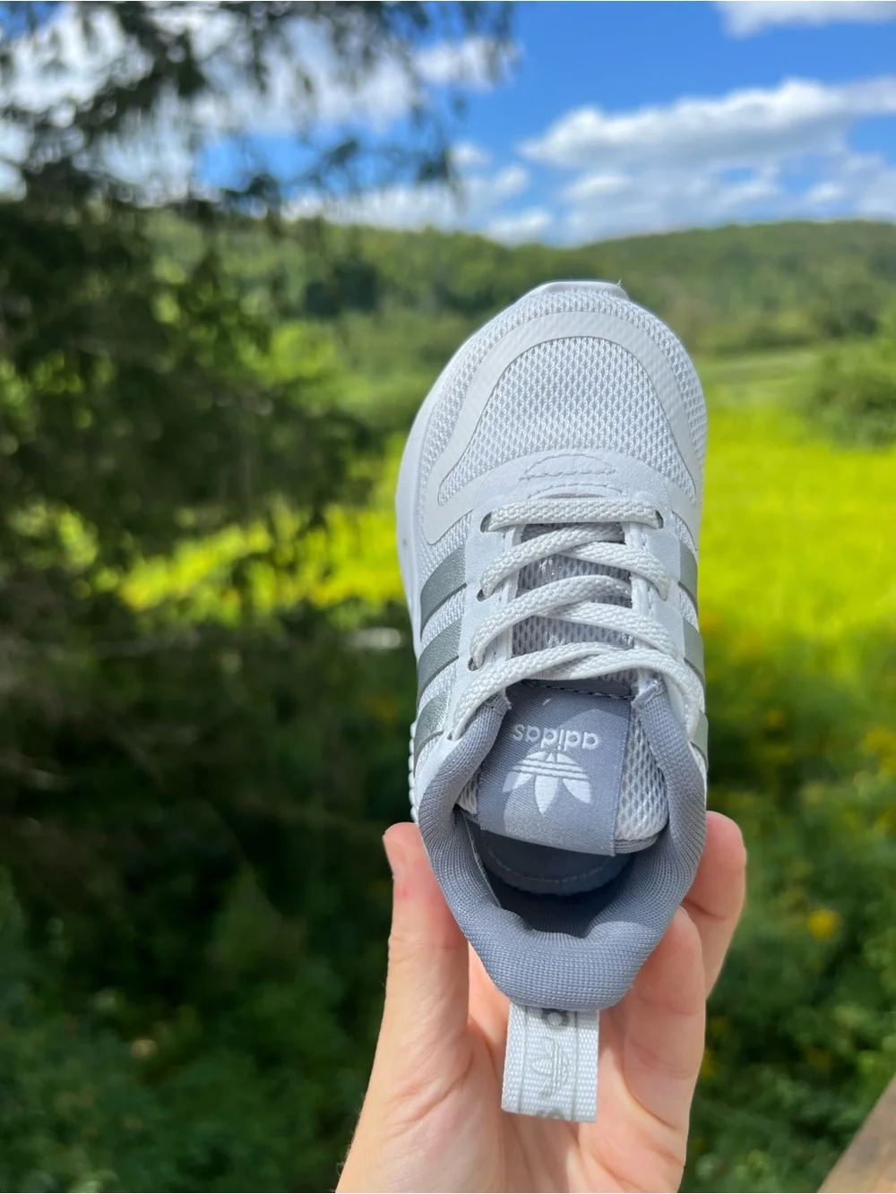 adidas Toddler Light Gray Sneakers with White Soles